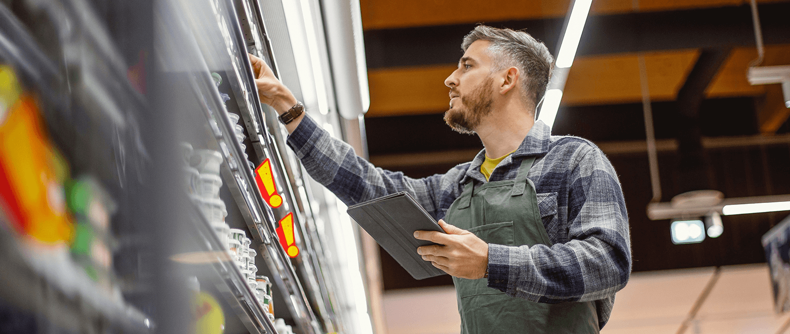 Business owner checking inventory