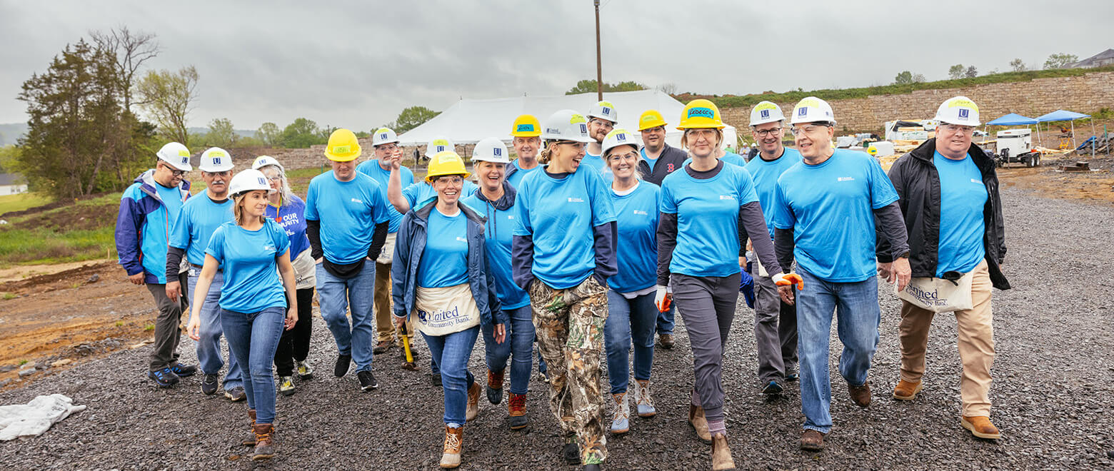 United bankers doing Community Service work at a habitat for humanity site 