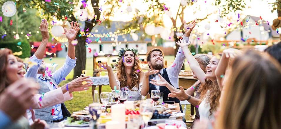 People celebrating at a wedding