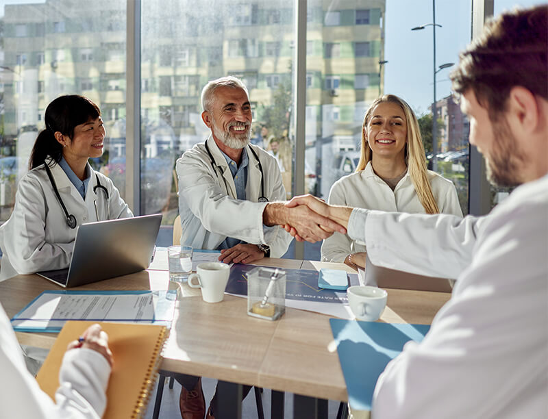 Doctors meeting with banker