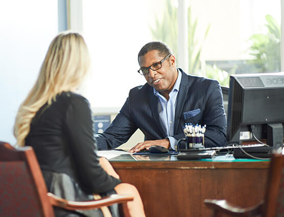 banker helping a customer