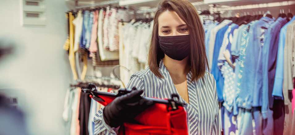 Woman shopping in mask
