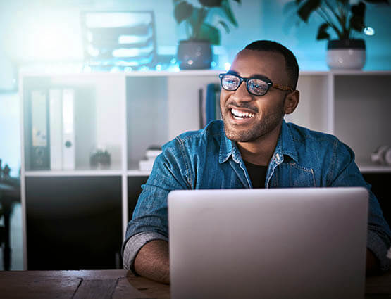 happy man using United Community's online banking