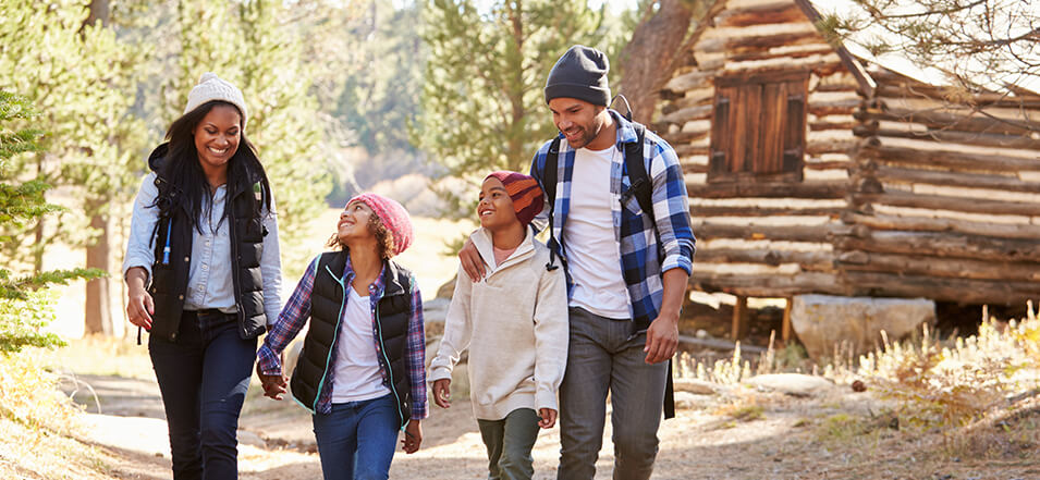 family at their cabin 