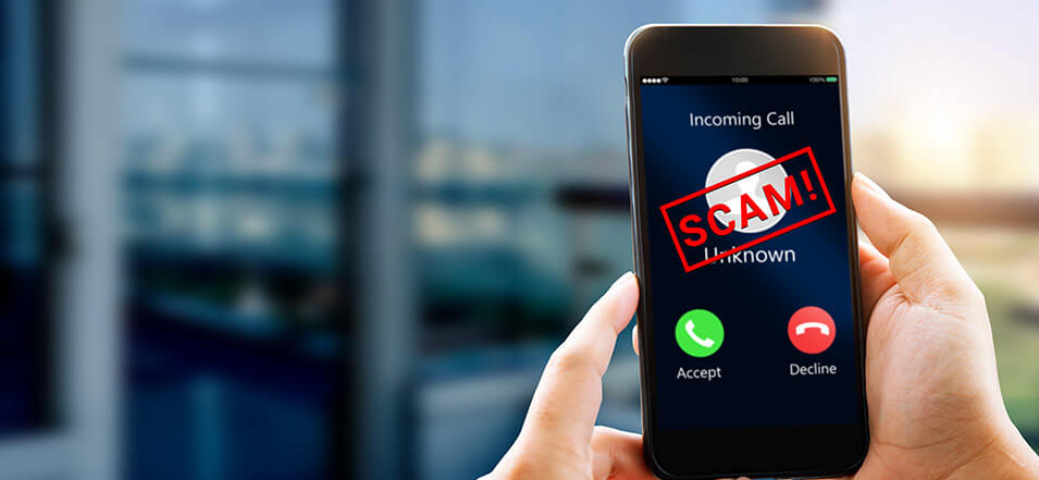 Caller ID spoof scam phishing call on smartphone