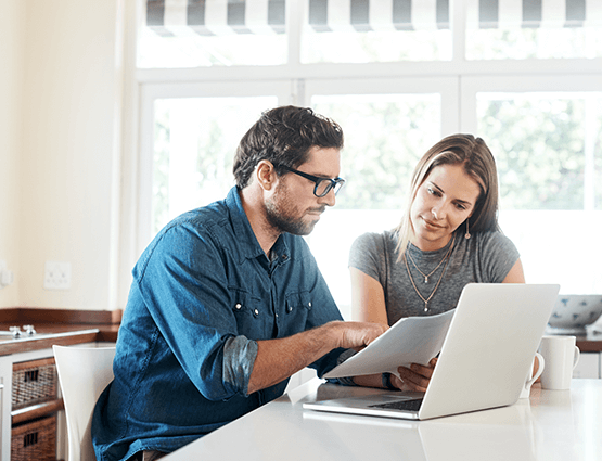 couple looking into their finances