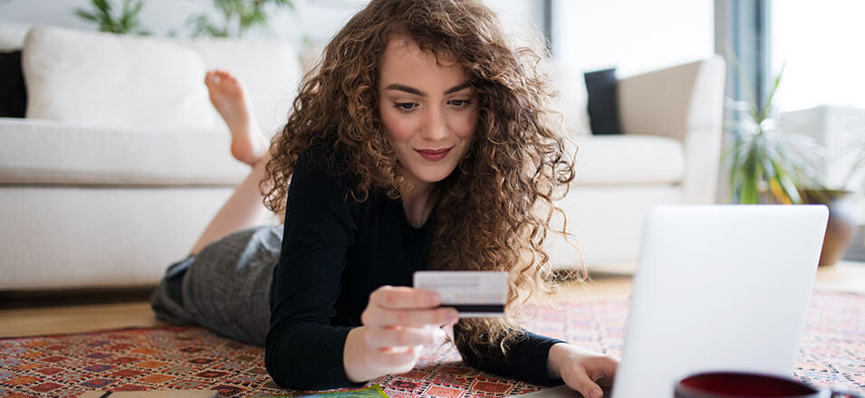 Woman using credit card