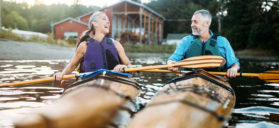 A couple kayaking