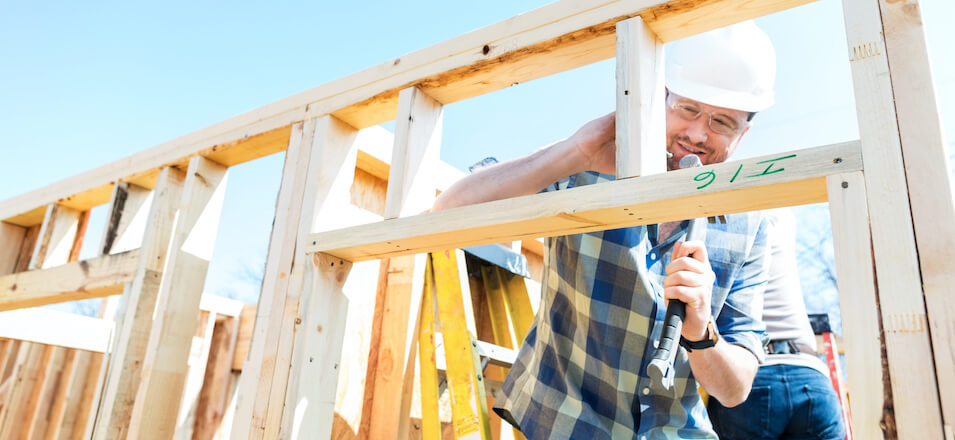 Man building home.