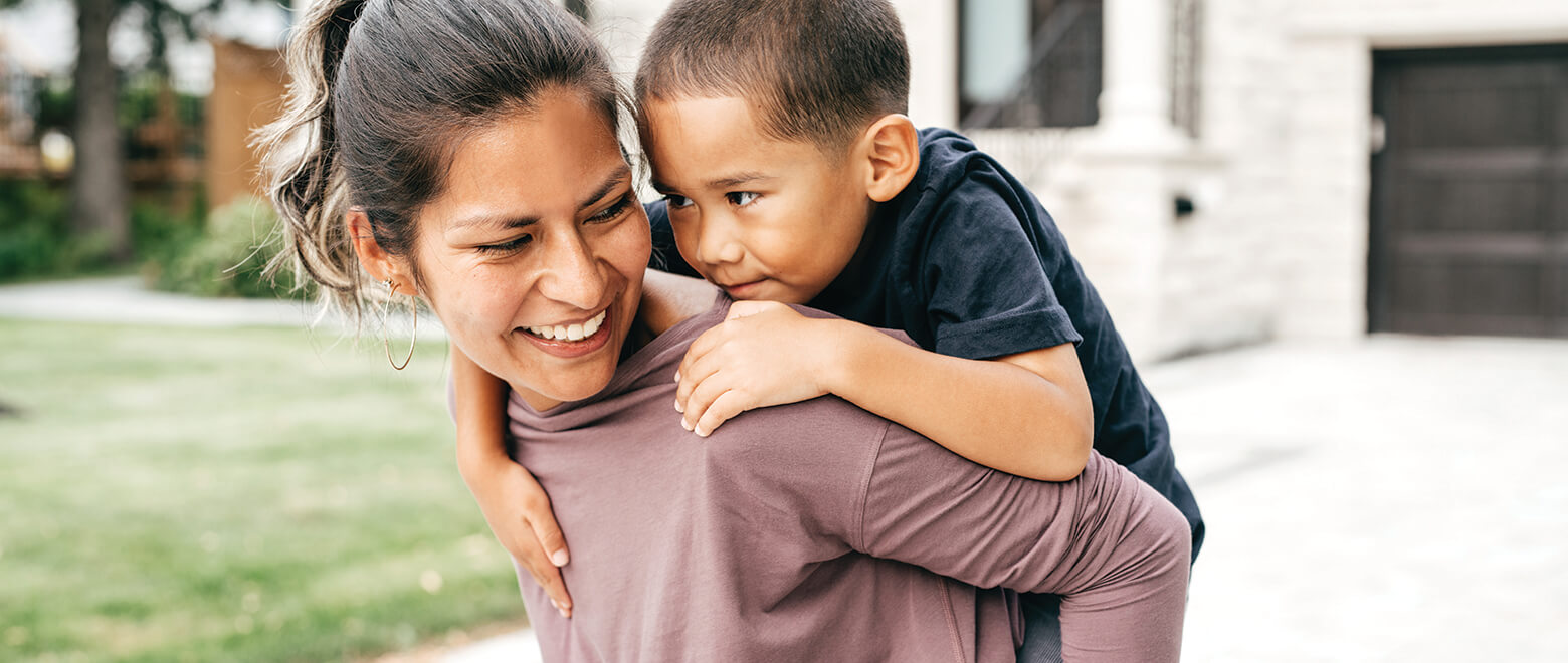 woman and son smiling