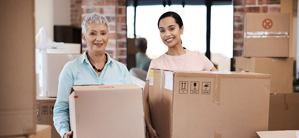 parent helping child move into a new home