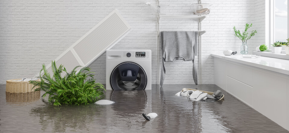 Flooded laundry room