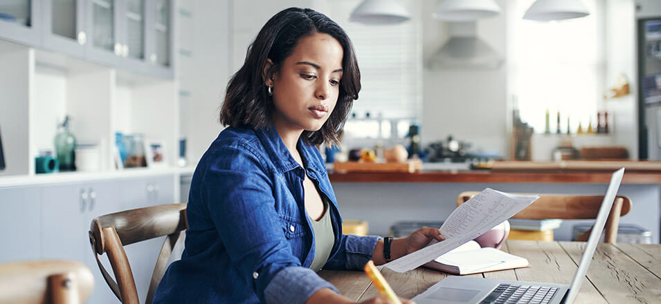 Woman working in a house