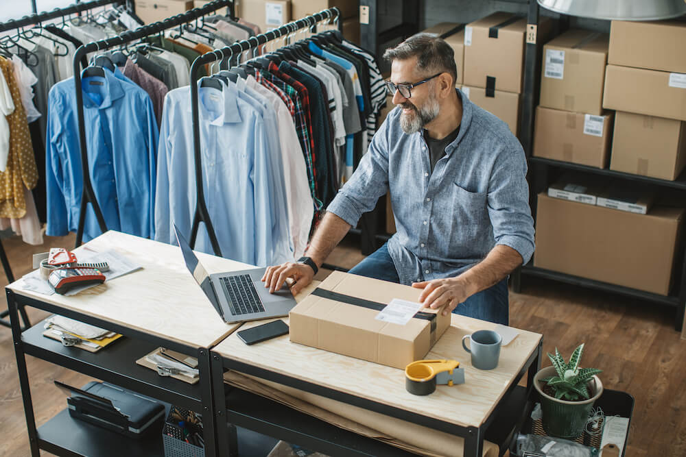 small business owner checking corporate bank account