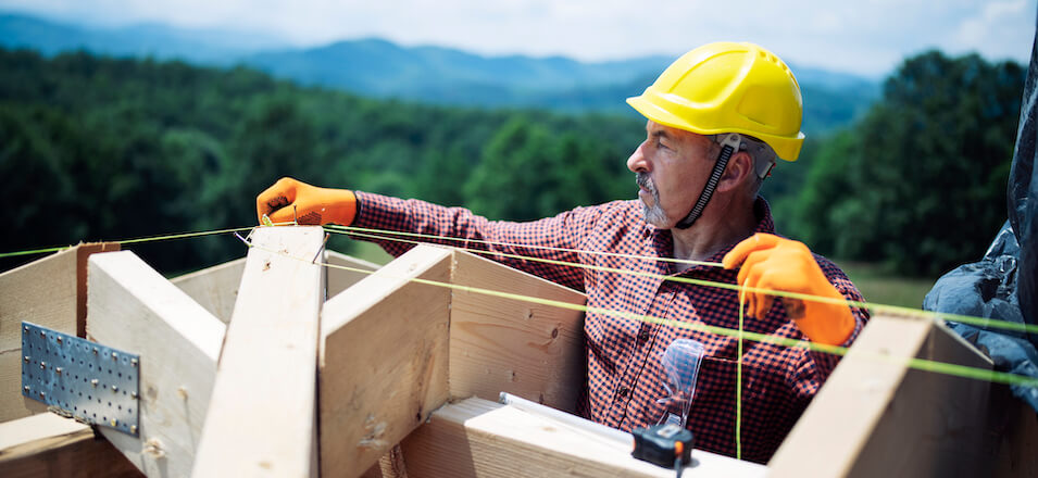 Man working on new construction. 