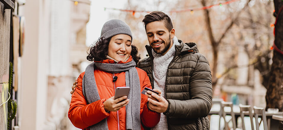 Couple on their smartphone